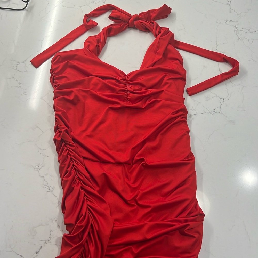 Sexy Bodycon Sleeveless Criss Cross Ruched Halter Mini Dress Party Club Dress